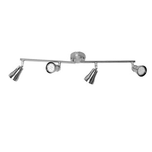 LED Deckenlampe, 4 bewegliche Spots, Chrom, 62,5 cm lang 