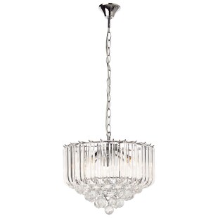 Hängeleuchte, Kristalle, 4-Flammig, klar, verchromt, D 35 cm 