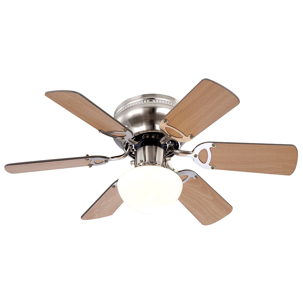 LED Deckenventilator, Nickel matt, Glas, D 76 cm 