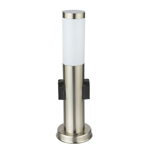 Stehlampe, 2x Steckdose, Edelstahl, H 45 cm, BOSTON 