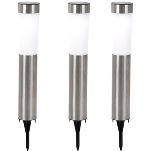3er Set LED Solarleuchte, Edelstahl, Erdspieß, H 56 cm 