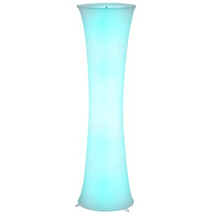 Stehleuchte aus Textil in weiß mit Trittschalter und RGB 