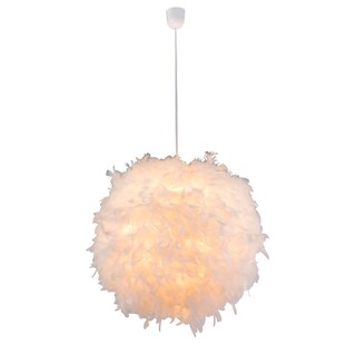 Pendelleuchte, Feder-Design, weiß, D 60 cm 