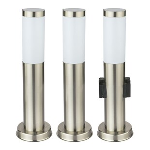 3er Set Stehleuchten für den Garten mit Steckdosen 