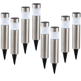 8er Set LED Solarleuchten aus Edelstahl für den Außenbereich 