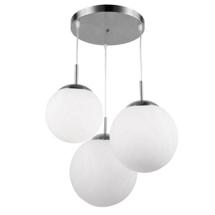 LED Pendelleuchte, nickel matt, Glas satiniert, H 80 cm 