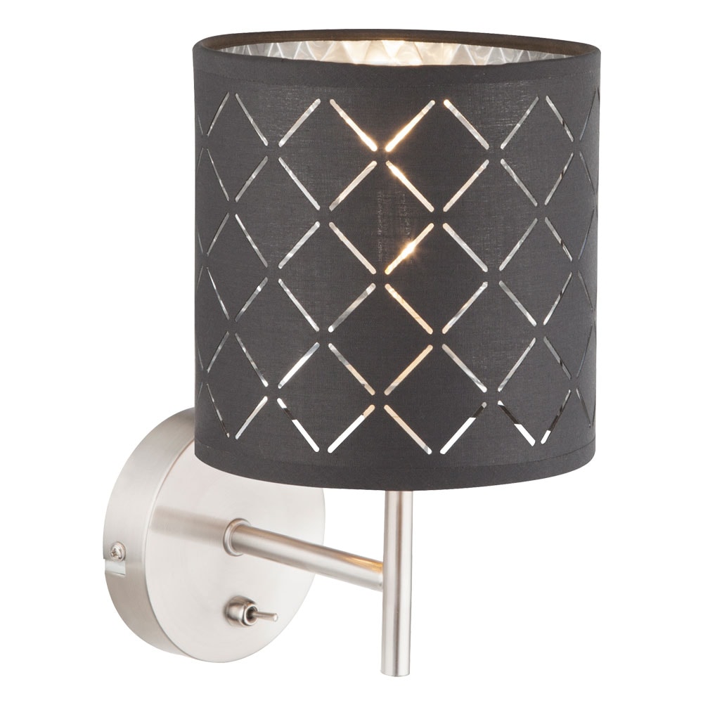 Design Wandleuchte mit Textilschirm in grau silber KIDAL 