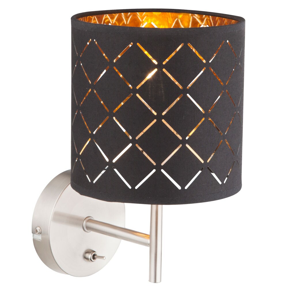 Design Wandleuchte mit Textilschirm in schwarz CLARKE 