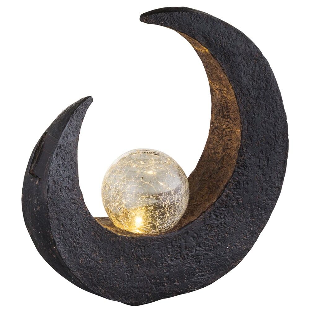 LED Mondsichel Solarleuchte mit Glaskugel H&ouml;he 30,5 cm 