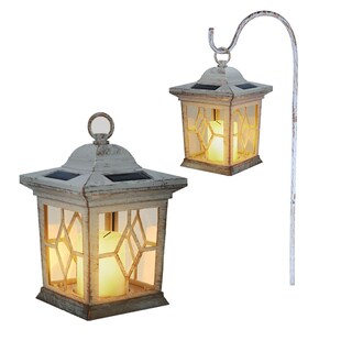 Solarleuchte, Metall, weiß, Laterne, H 31 cm 