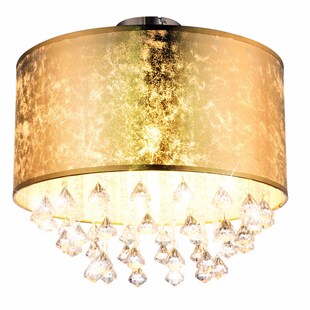 LED Deckenleuchte, Textil, Blattgold Design, 40 cm 