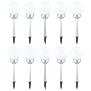 5x LED Solarleuchte, Kugel weiß, DM 15 cm, H42,5 cm 