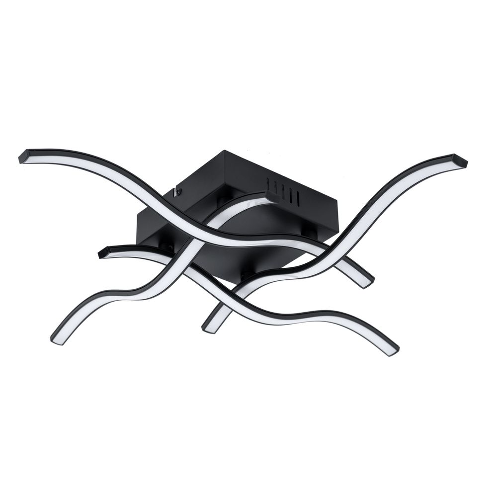 LED Deckenleuchte, Wellen Design, schwarz, Breite 55 cm 