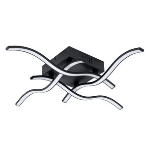 LED Deckenleuchte, Wellen Design, schwarz, Breite 55 cm 