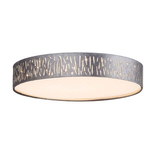 LED Deckenlampe, rund Textil, grau-silber, 40 cm 