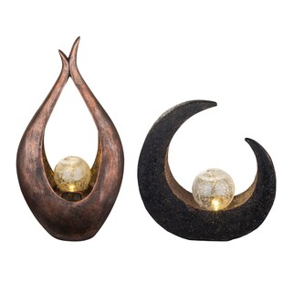 2er Set LED Solarleuchten mit Glas Kugel in Crackle Optik 