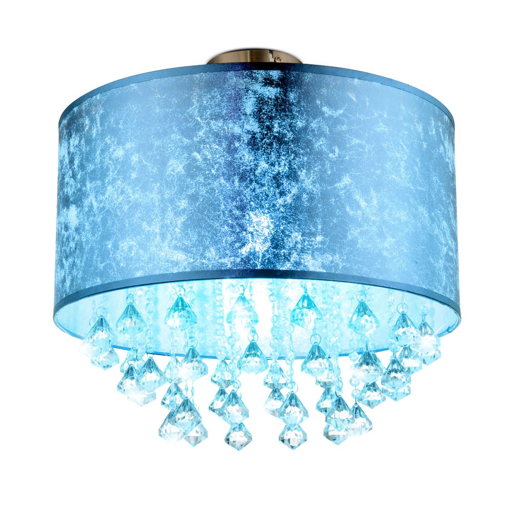 RGB LED Deckenleuchte, blattgold, Kristalle, H 31 cm 