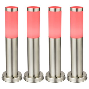 4er Set RGB LED Stehleuchten, Edelstahl, Höhe 45 cm, BOSTON 