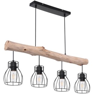 RGB LED Hängeleuchte, Gitter Design, Holz, H 140 cm, MINA 
