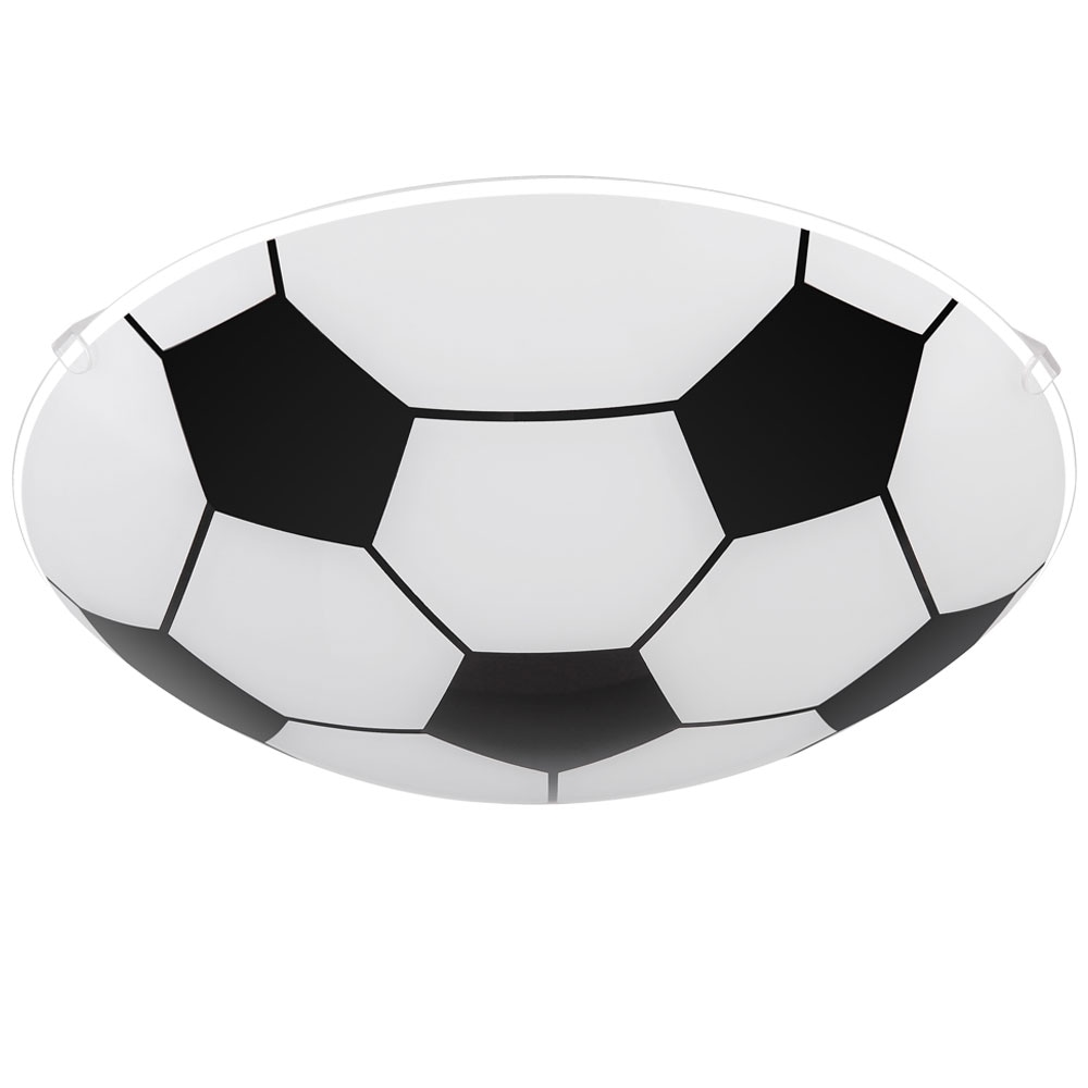 Deckenleuchte im Fu&szlig;ball-Design, Glas, schwarz wei&szlig;, D 25 cm 
