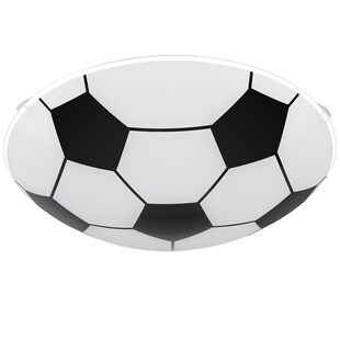 Deckenleuchte im Fußball-Design, Glas, schwarz weiß, D 25 cm 