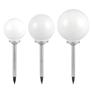 3er Set LED Solar Kugelleuchten weiß, Erdspieß 