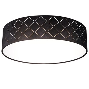 LED Deckenleuchte, Textil, schwarz, weiß, gold, 38 cm 