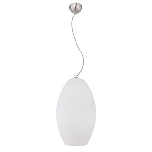 Hängeleuchte, nickel-matt, Glas, gestreift, H 120 cm 