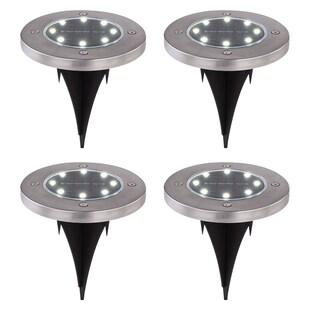 4er Set LED Solar-Steckleuchten, Edelstahl, 13 cm 
