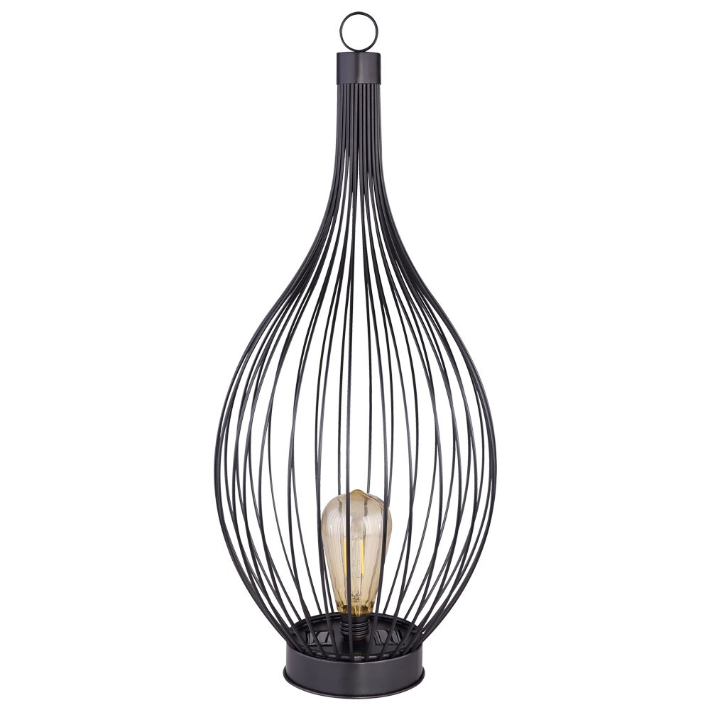 LED Solarlampe, Metall schwarz, amber, IP44 