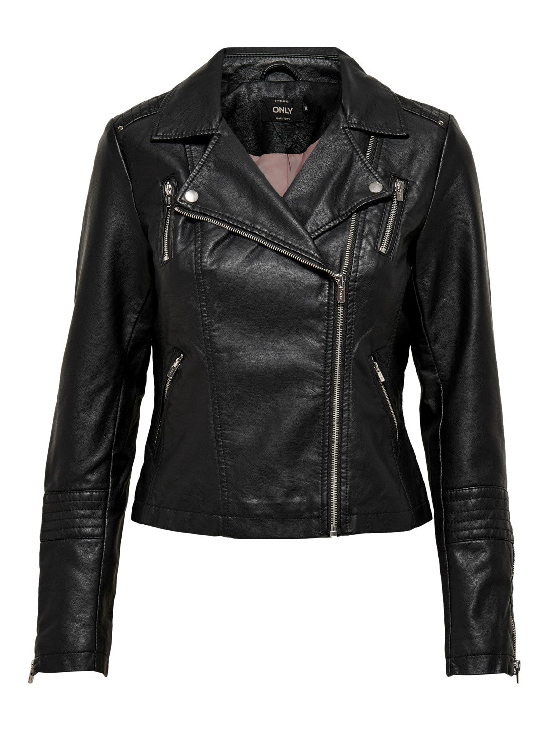 ONLY Bikerjacke 'ONLGEMMA FAUX LEATHER BIKER OTW NOOS' Black, Unifarben, Schwarz - Gr. 42 
