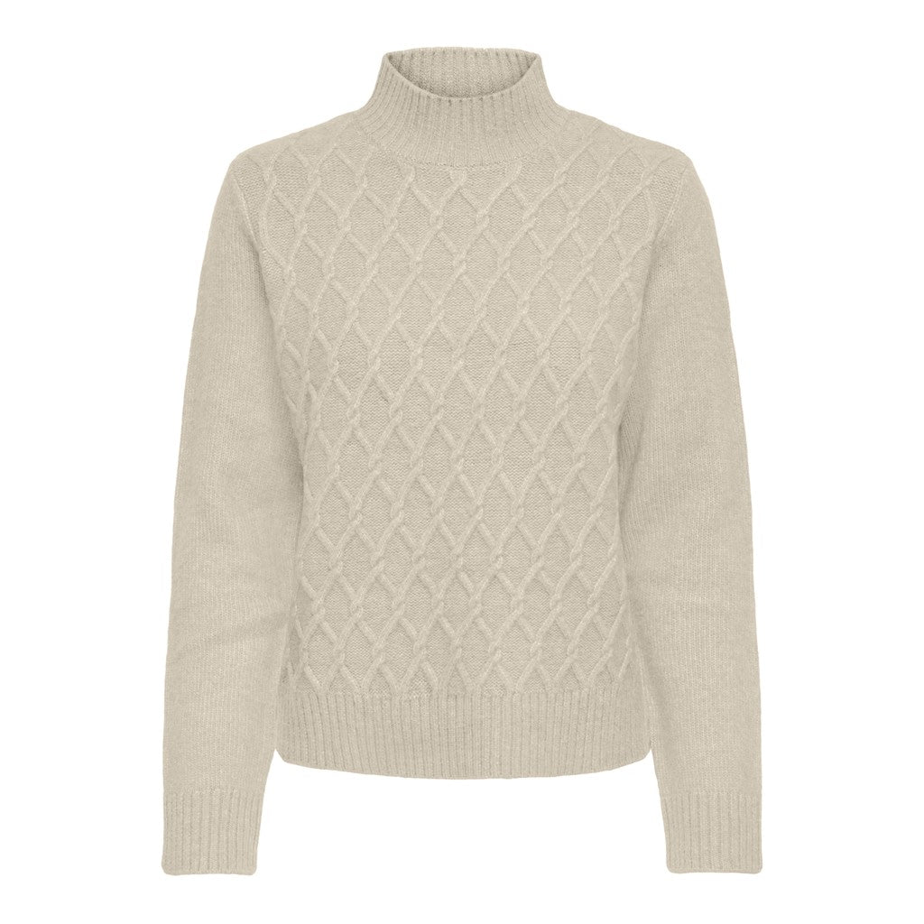 ONLY Stehkragenpullover 'Macadamia' Oatmeal, Unifarben, Wei&szlig; - Gr. XL 