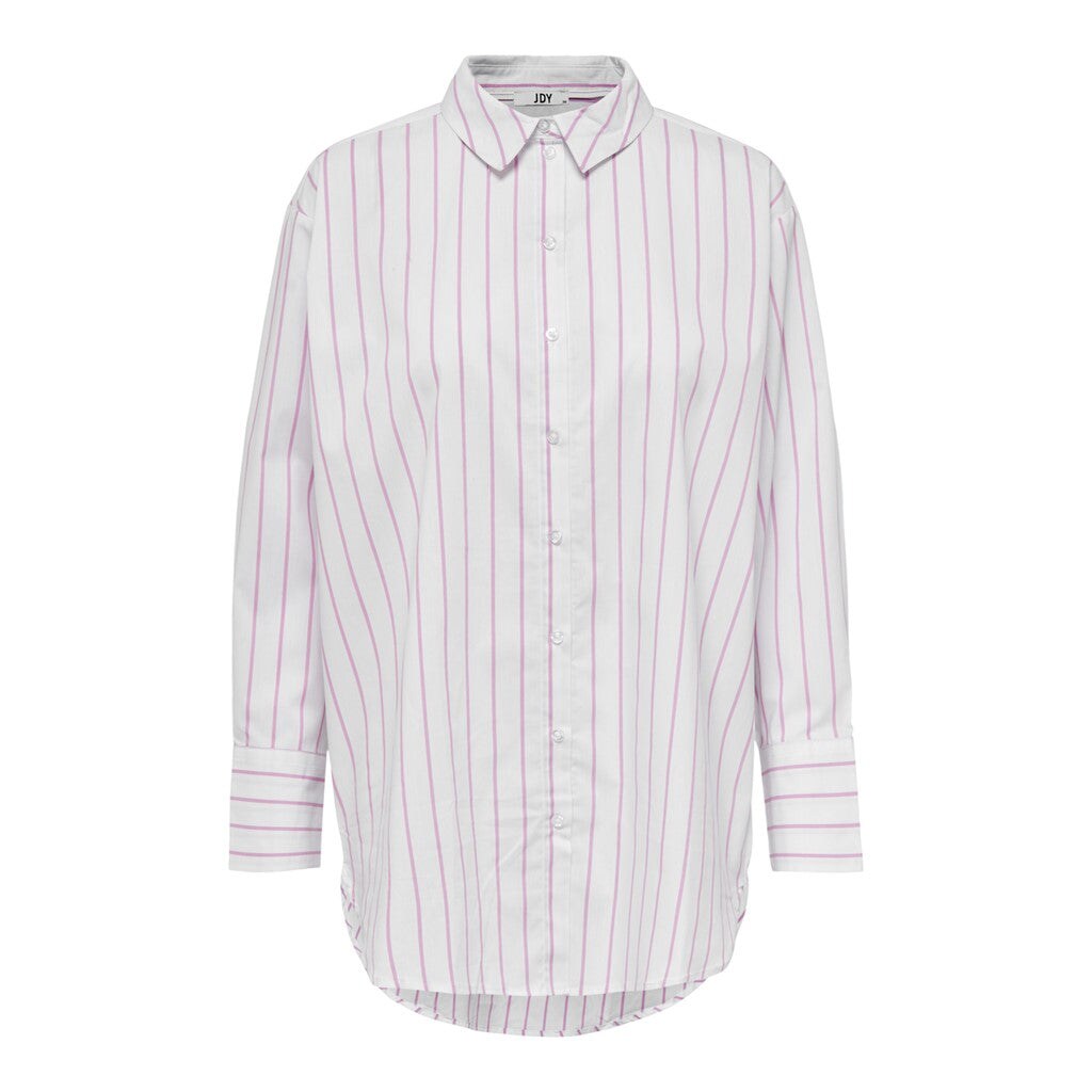 JDY Hemdbluse 'Mio' White / Pink, Gestreift, Wei&szlig; - Gr. 42 