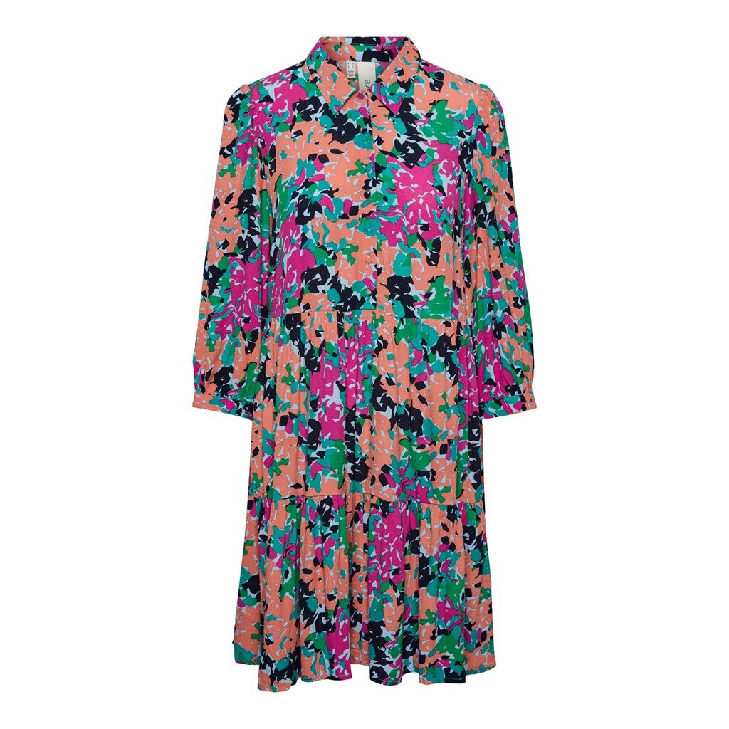 Y.A.S Midikleid 'Erika' Azure Blue / Usuma Print, GeblmtFloral, Bunt - Gr. L 