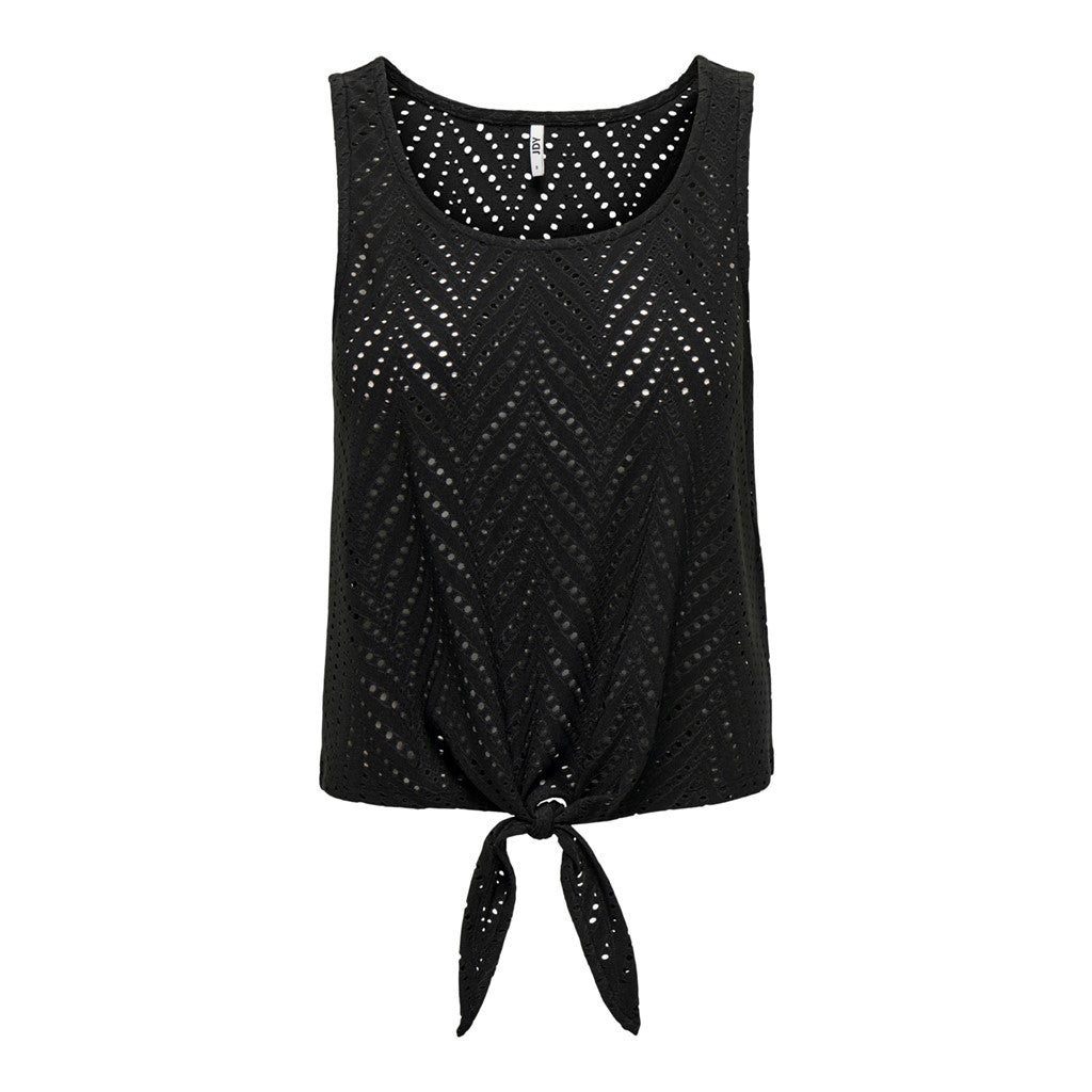 JDY Tank Top 'JDYCARLA CATHINKA S/L KNOT TOP JRS' Black, Unifarben, Schwarz - Gr. M 