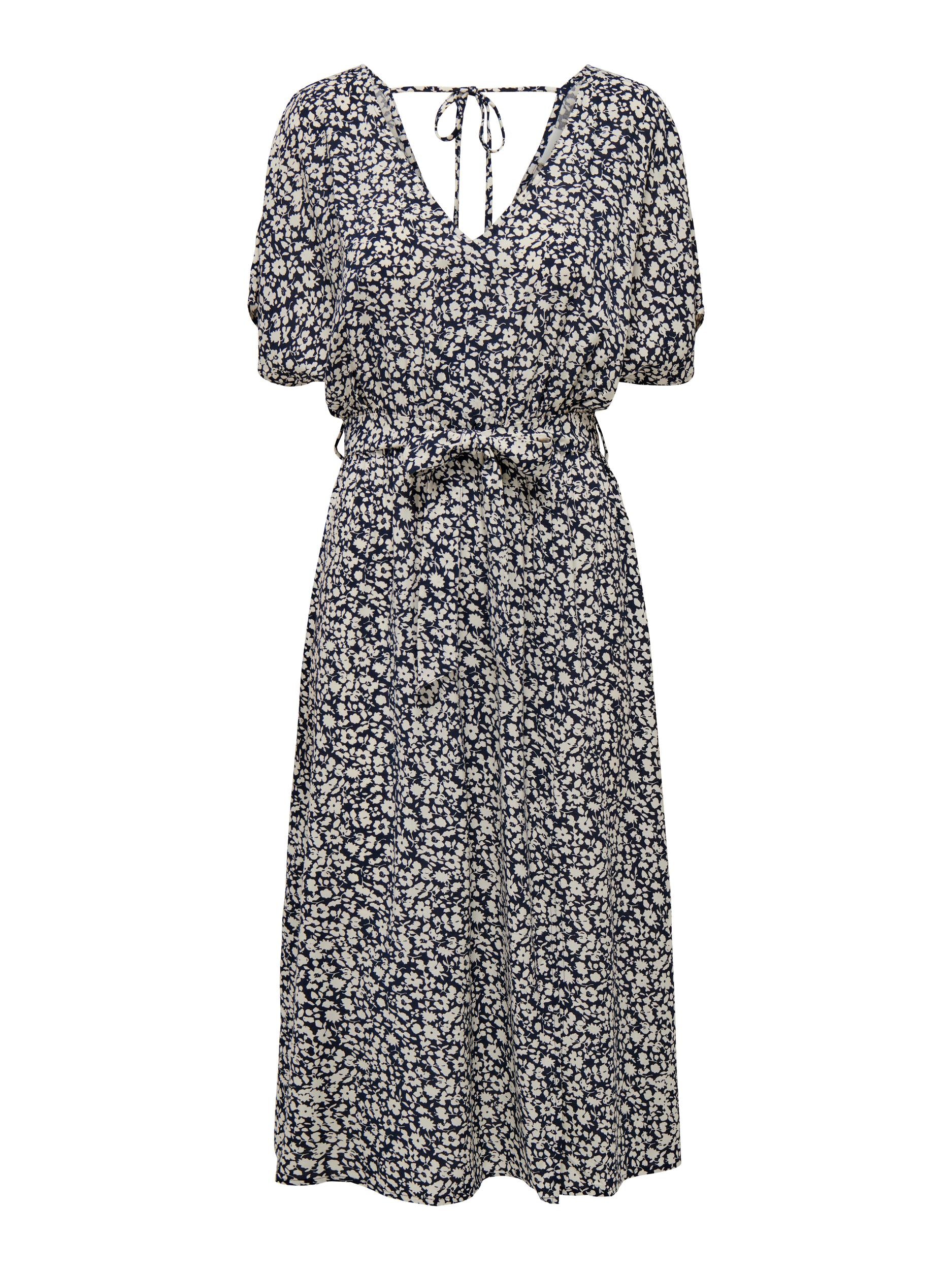 JDY Midikleid 'Starr Life' Sky Captain Daisy Flower, GeblmtFloral, Blau - Gr. S 