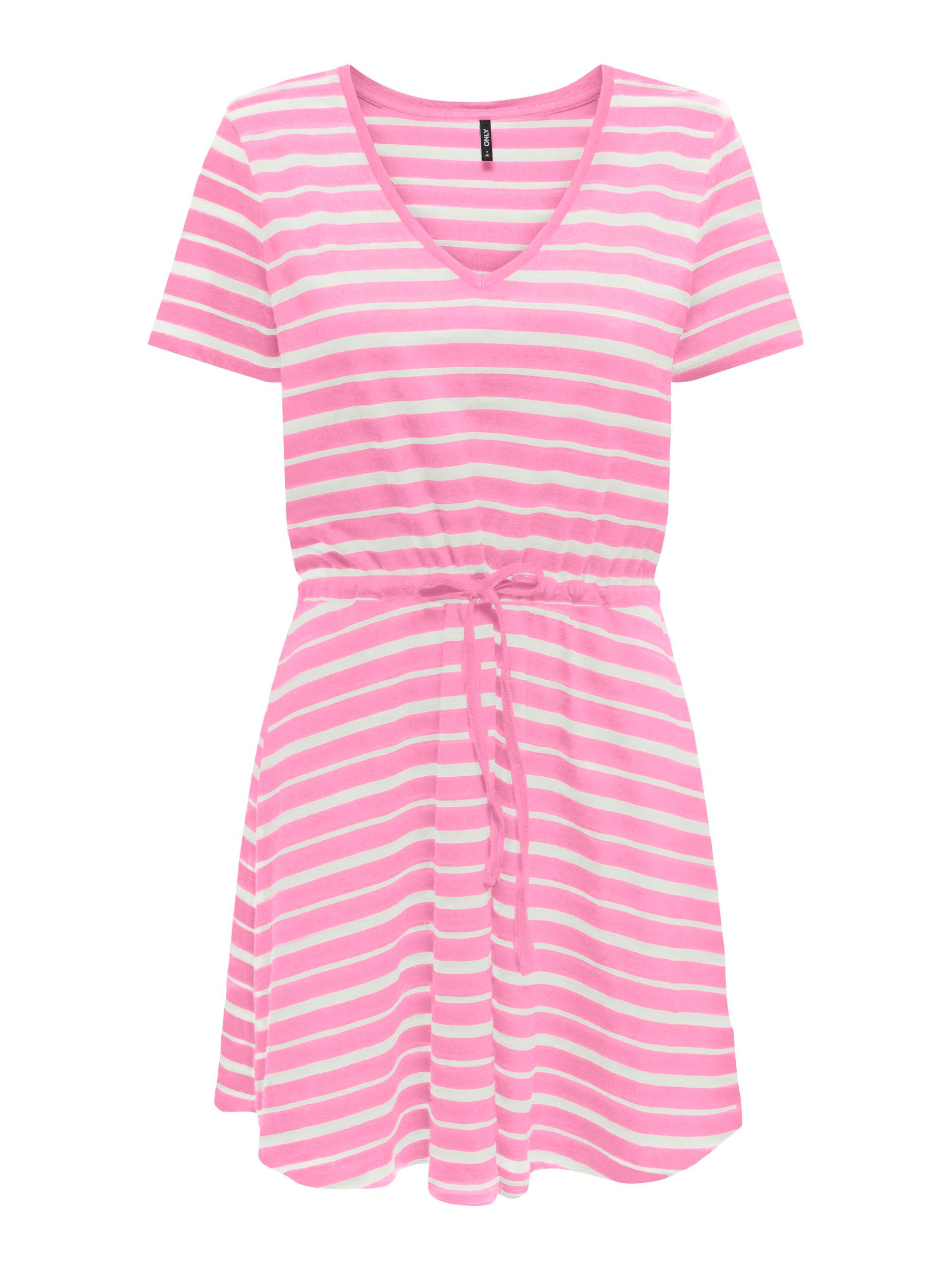 ONLY Jerseykleid 'May' Begonia Pink CLOUD DANCER, Gestreift, Pink - Gr. XL 