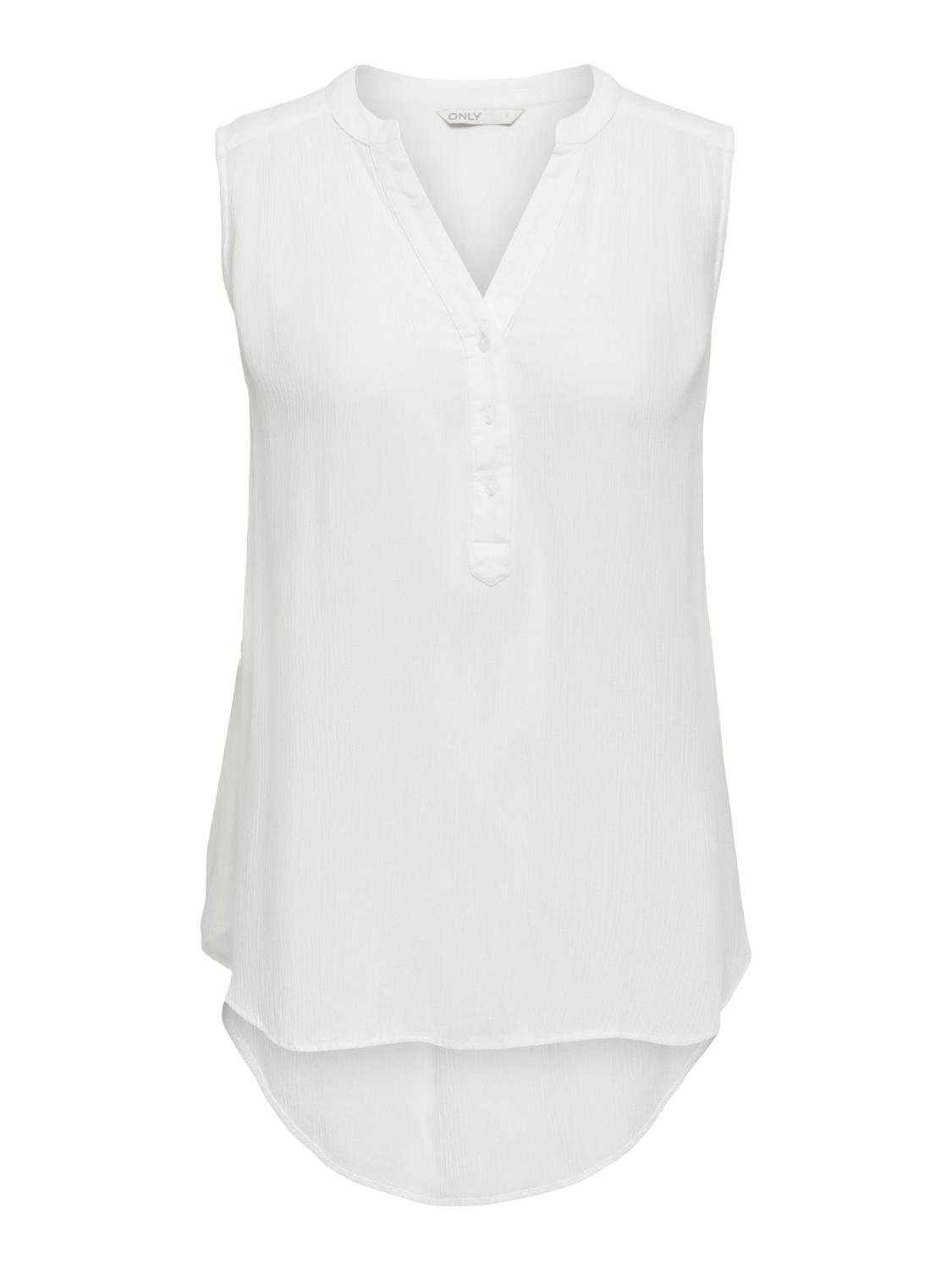 ONLY Blusenshirt 'ONLJETTE LIFE S/L TOP WVN NOOS' Cloud Dancer, Unifarben, Wei&szlig; - Gr. 40 