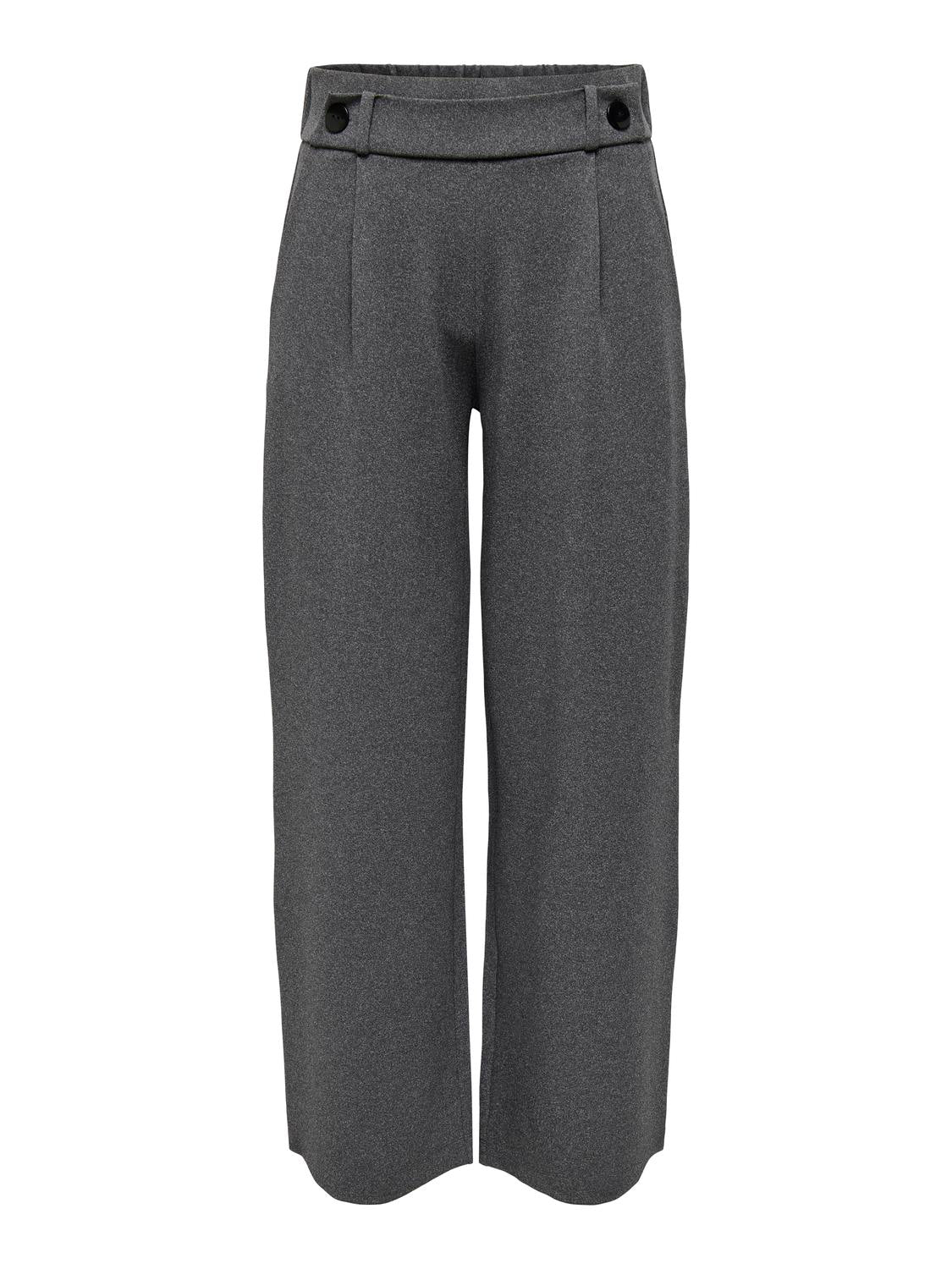 JDY Stoffhose 'JDYGEGGO NEW LONG PANT JRS NOOS' Medium Grey Melange BLACK BUTTONS, Unifarben, Grau - Gr. M x 30 