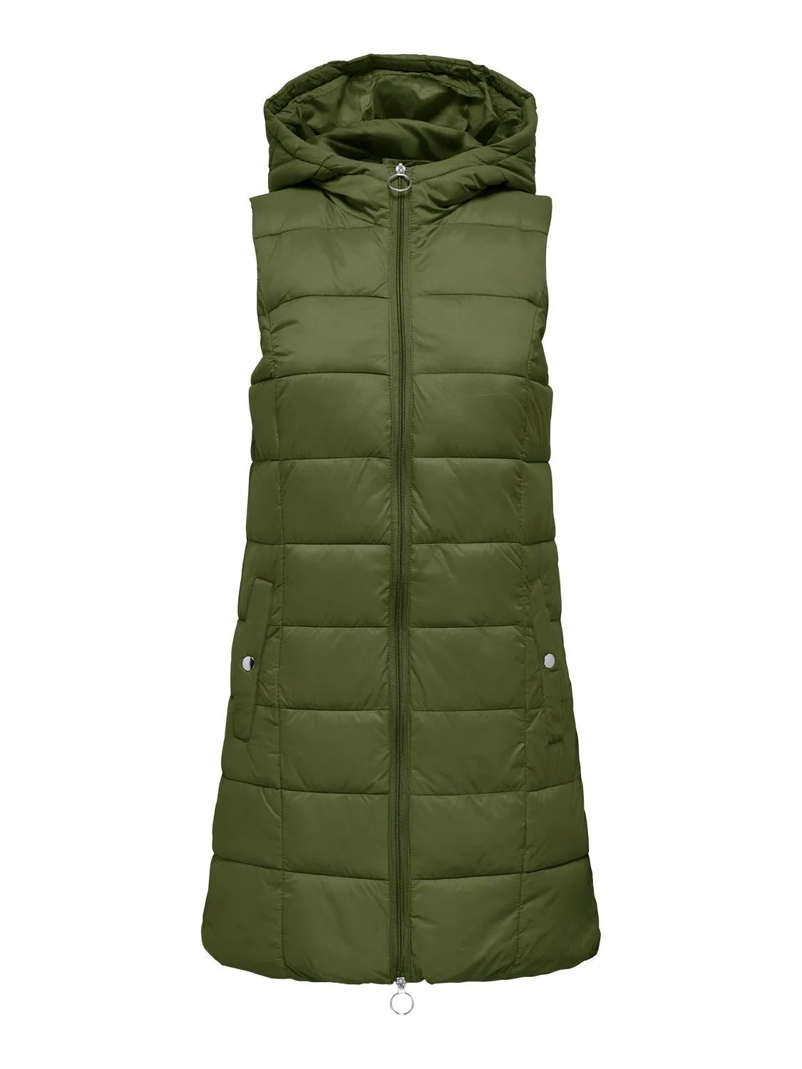 JDY Steppweste 'JDYZULU LONG HOOD WAISTCOAT OTW NEW NOOS' Winter Moss, Unifarben, Gr&uuml;n - Gr. XS 