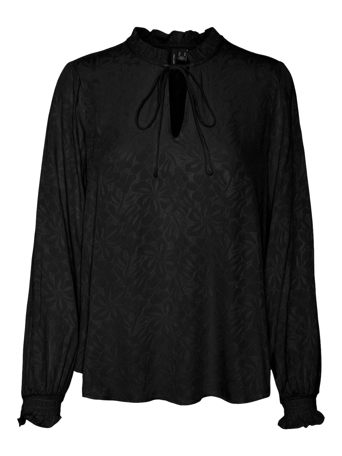 VERO MODA Blusenshirt 'VMBAILI LS TOP WVN GA' Black, Unifarben, Schwarz - Gr. XL 