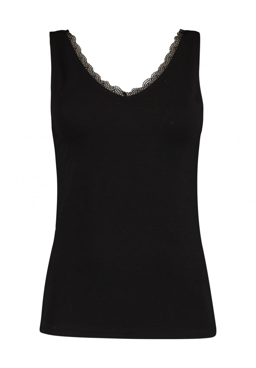 Hailys Spitzentop 'SL C TP Mi44llie' black, Unifarben, Schwarz - Gr. L 