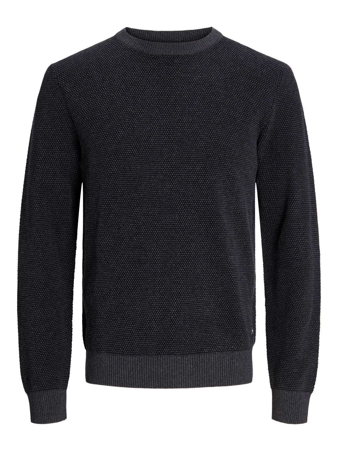 JACK & JONES Rundhalspullover 'JJEGLOBE KNIT CREW NECK NOOS' Dark Grey Melange, Unifarben, Grau - Gr. XL 