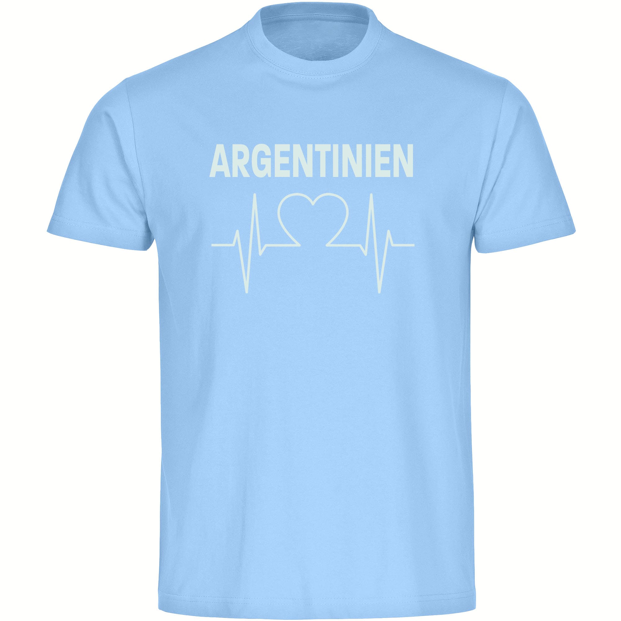 multifanshop Herren T-Shirt - Argentinien - Herzschlag - Druck wei&szlig; - M&auml;nner 