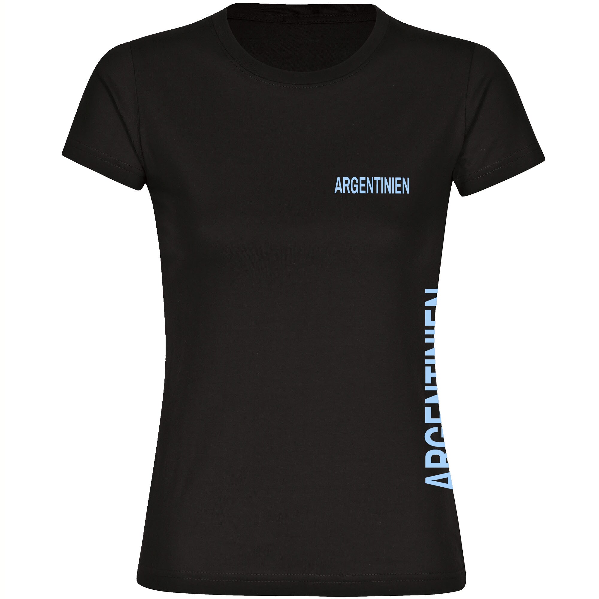 multifanshop Damen T-Shirt - Argentinien - Brust & Seite - Druck hellblau - Frauen 
