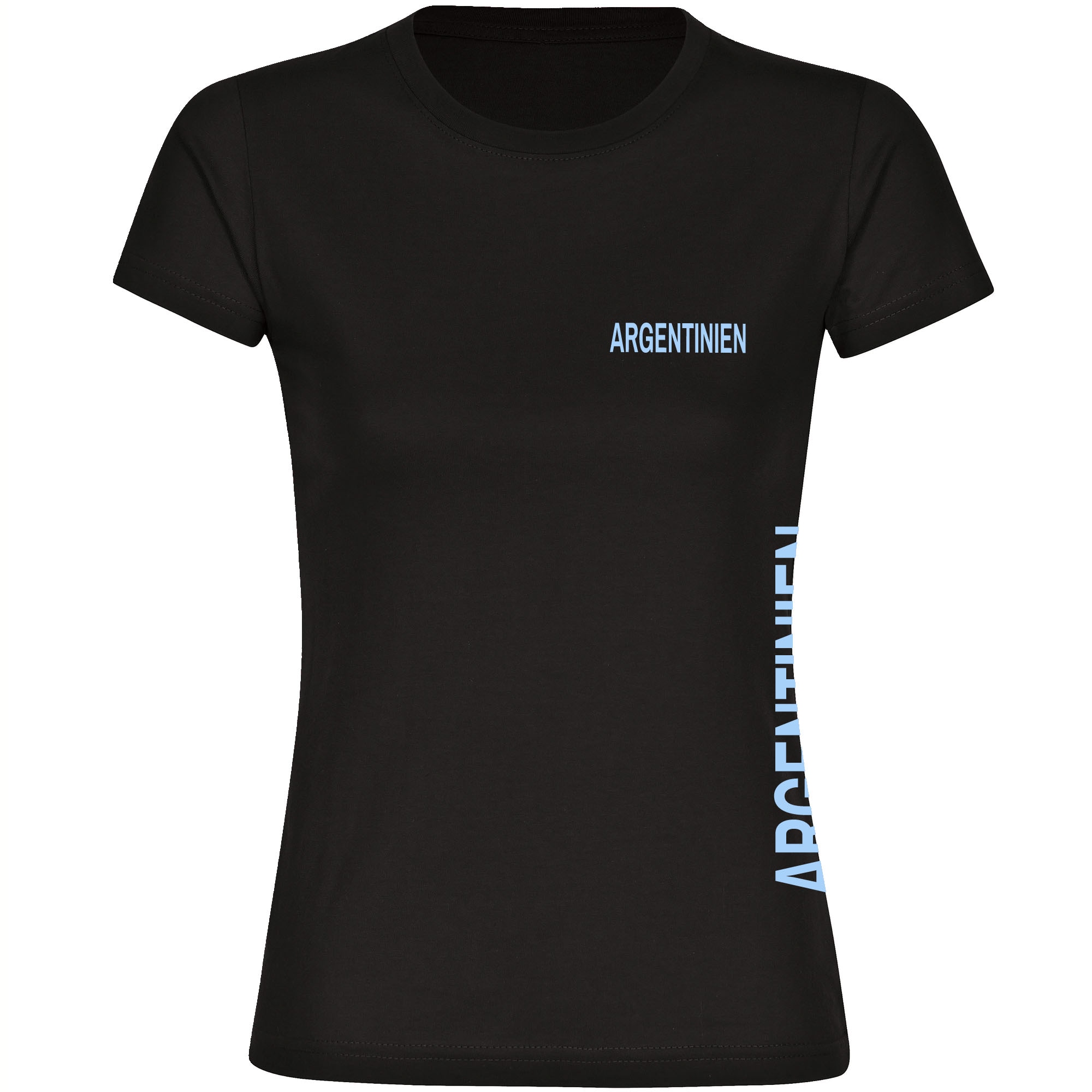multifanshop Damen T-Shirt - Argentinien - Brust & Seite - Druck hellblau - Frauen 