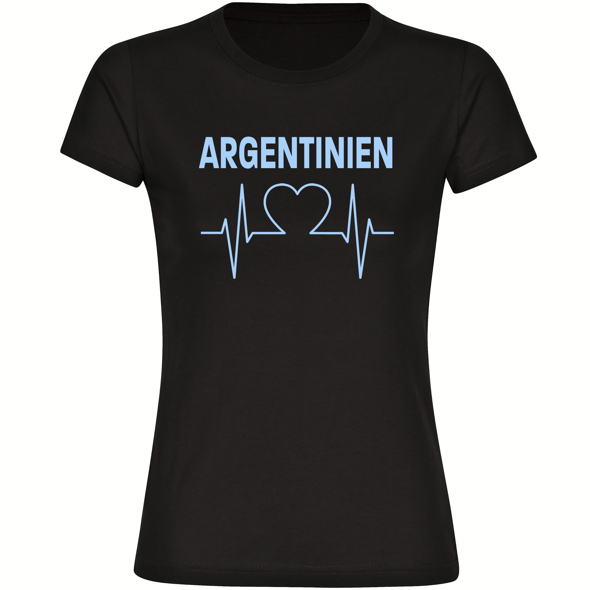 multifanshop Damen T-Shirt - Argentinien - Herzschlag - Druck hellblau - Frauen 