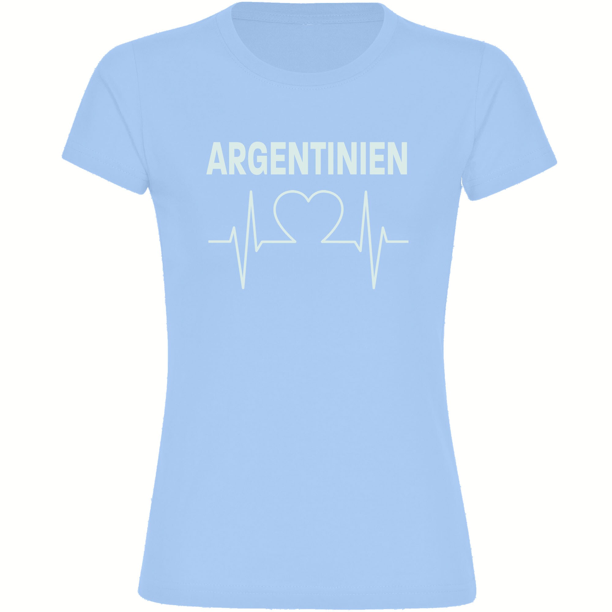 multifanshop Damen T-Shirt - Argentinien - Herzschlag - Druck wei&szlig; - Frauen 