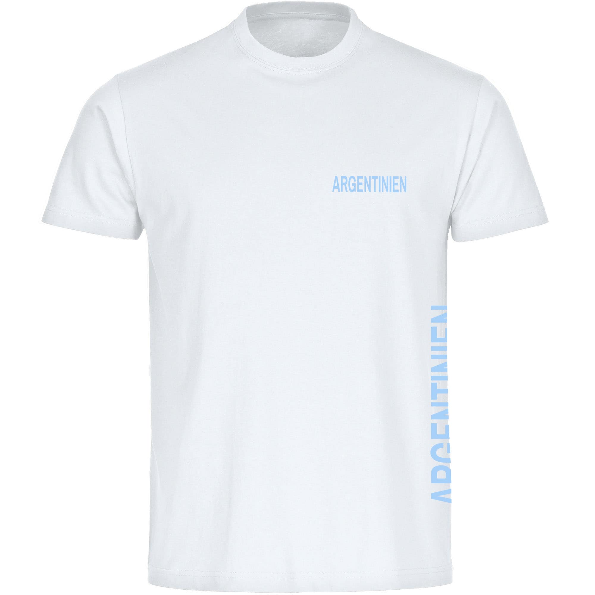 multifanshop Kinder T-Shirt - Argentinien - Brust & Seite - Druck hellblau - Kind 