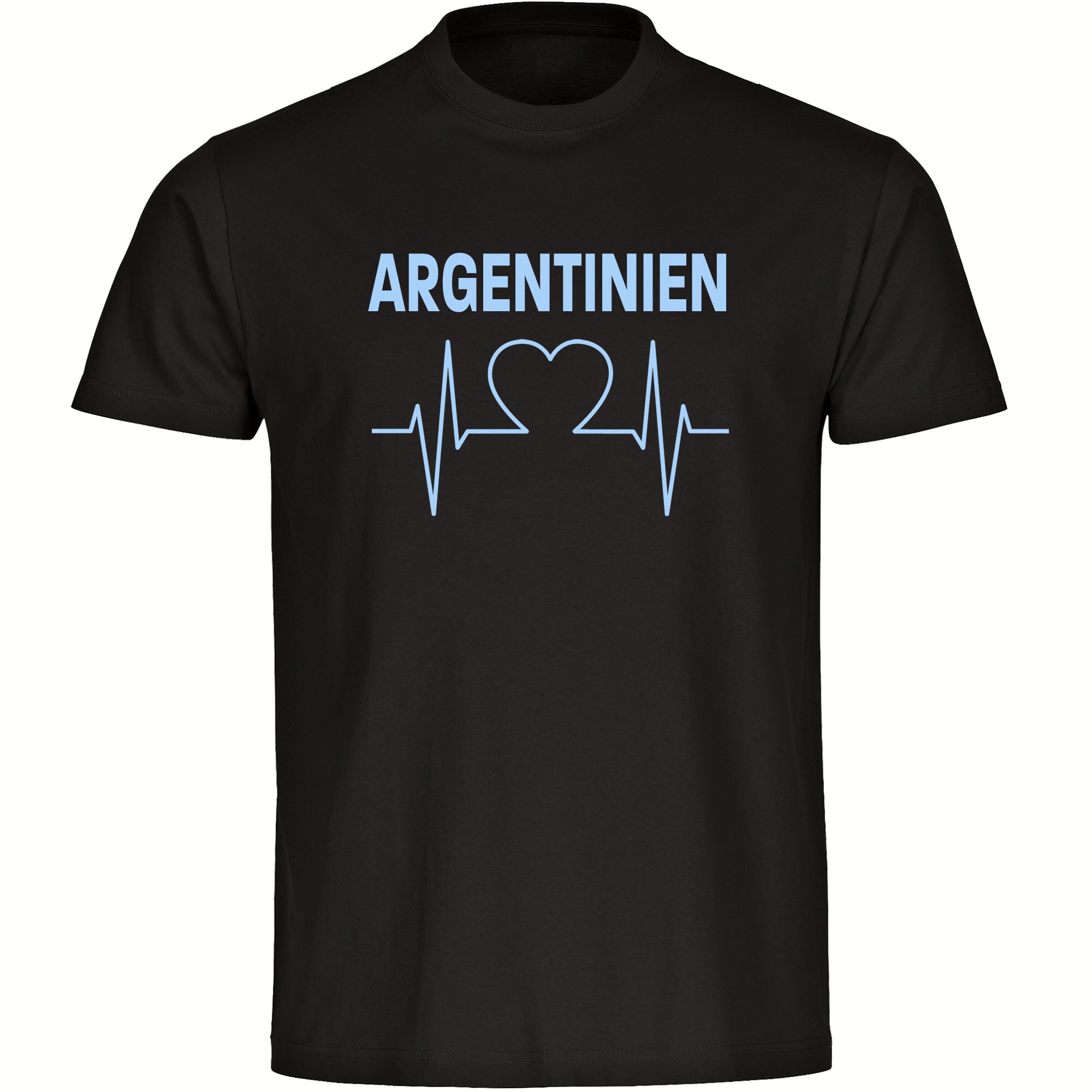 multifanshop Kinder T-Shirt - Argentinien - Herzschlag - Druck hellblau - Kind 